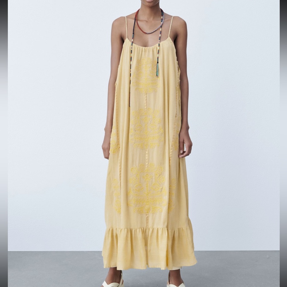 Zara Long Embroidered Dress